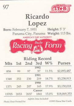 1993 Jockey Star #97 Ricardo Lopez Back